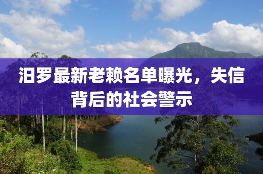 汨羅最新老賴名單曝光，失信背后的社會(huì)警示