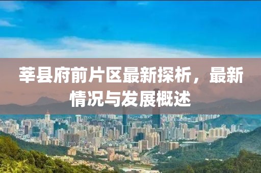莘縣府前片區(qū)最新探析，最新情況與發(fā)展概述