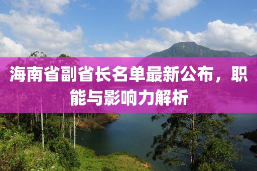 海南省副省長名單最新公布，職能與影響力解析