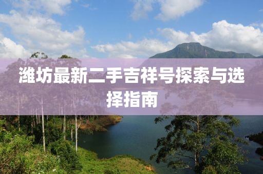 濰坊最新二手吉祥號探索與選擇指南