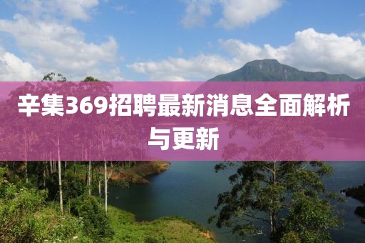 辛集369招聘最新消息全面解析與更新