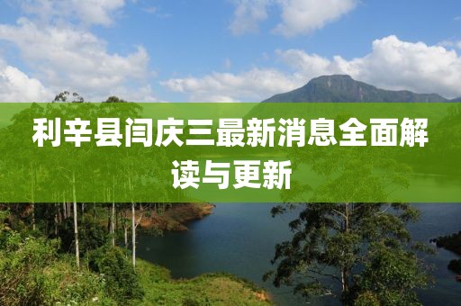 利辛縣閆慶三最新消息全面解讀與更新