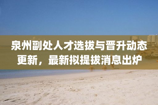 泉州副處人才選拔與晉升動態(tài)更新，最新擬提拔消息出爐