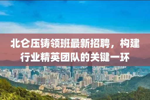 北侖壓鑄領(lǐng)班最新招聘，構(gòu)建行業(yè)精英團(tuán)隊(duì)的關(guān)鍵一環(huán)