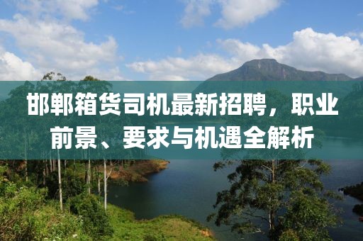 邯鄲箱貨司機(jī)最新招聘，職業(yè)前景、要求與機(jī)遇全解析