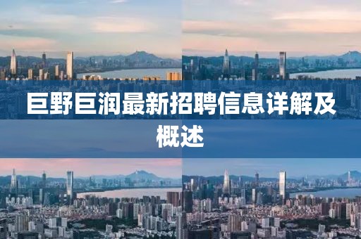 巨野巨潤最新招聘信息詳解及概述