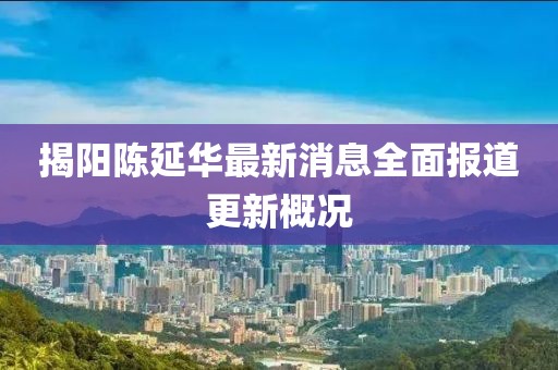 揭陽陳延華最新消息全面報道更新概況